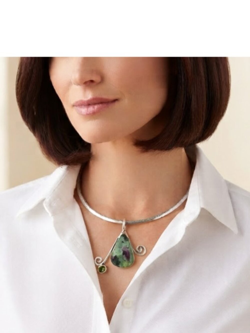 Ruby Zoisite (pd2) Peridot Pendant Natural Gems Olive Green Red Silver Plated